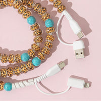 Load image into Gallery viewer, CC17 - 4-in-1 Beaded Charging Cable - Leopard
