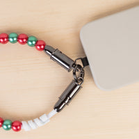 Load image into Gallery viewer, CC19 - Beaded Charging Cable Wristlet - Red &amp; Green
