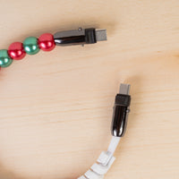 Load image into Gallery viewer, CC19 - Beaded Charging Cable Wristlet - Red &amp; Green
