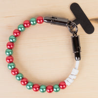 Load image into Gallery viewer, CC19 - Beaded Charging Cable Wristlet - Red &amp; Green
