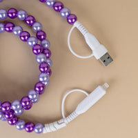 Load image into Gallery viewer, CC21 - 4-in-1 Beaded Charging Cable - Purple
