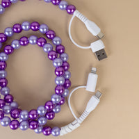 Load image into Gallery viewer, CC21 - 4-in-1 Beaded Charging Cable - Purple
