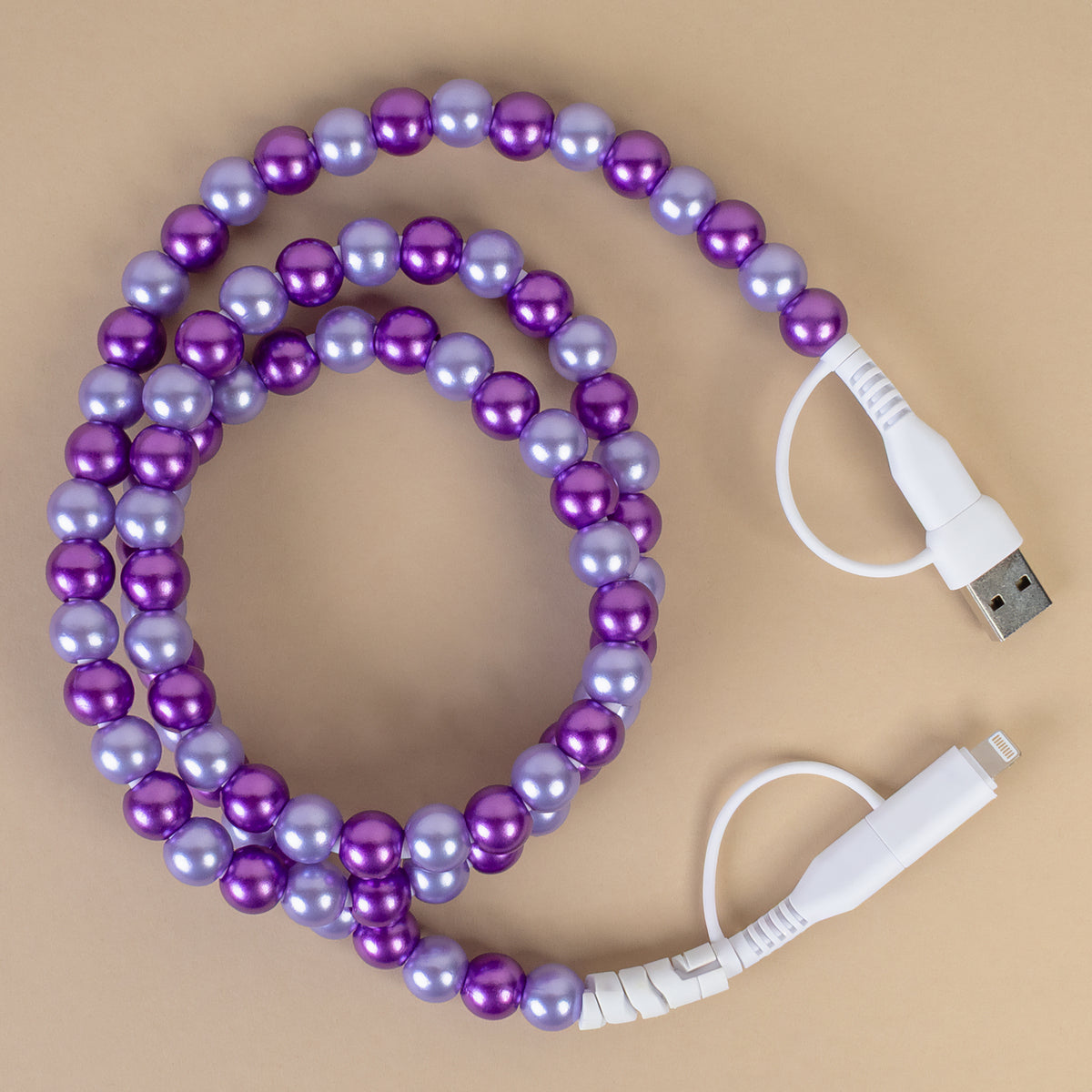 CC21 - 4-in-1 Beaded Charging Cable - Purple