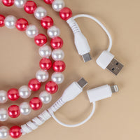 Load image into Gallery viewer, CC22 - 4-in-1 Beaded Charging Cable - Red &amp; White
