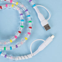 Load image into Gallery viewer, CC26 - 4-in-1 Beaded Charging Cable - Clear

