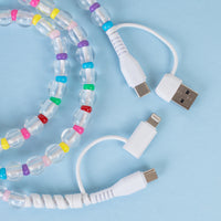 Load image into Gallery viewer, CC26 - 4-in-1 Beaded Charging Cable - Clear
