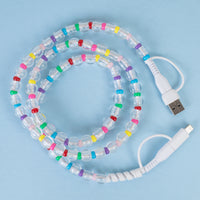 Load image into Gallery viewer, CC26 - 4-in-1 Beaded Charging Cable - Clear

