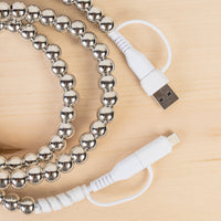Load image into Gallery viewer, CC27 - 4-in-1 Beaded Charging Cable - Silver

