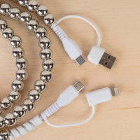 Load image into Gallery viewer, CC27 - 4-in-1 Beaded Charging Cable - Silver
