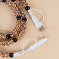 Load image into Gallery viewer, CC35 - 4-in-1 Beaded Charging Cable - Black &amp; Leopard
