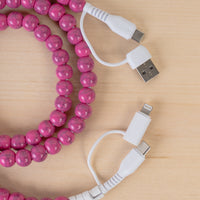 Load image into Gallery viewer, CC38 - 4-in-1 Beaded Charging Cable - Fuchsia
