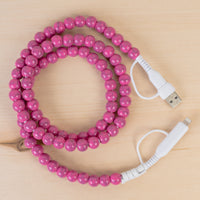 Load image into Gallery viewer, CC38 - 4-in-1 Beaded Charging Cable - Fuchsia
