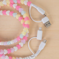 Load image into Gallery viewer, CC39 - 4-in-1 Beaded Hearts Charging Cable - Multi
