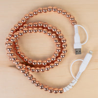 Load image into Gallery viewer, CC41 - 4-in-1 Beaded Charging Cable - Rose Gold

