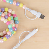 Load image into Gallery viewer, CC43 - 4-in-1 Extra Long Beaded Charging Cable - Metallic Multi
