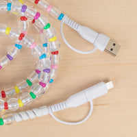Load image into Gallery viewer, CC44 - 4-in-1 Extra Long Beaded Charging Cable - Clear Multi
