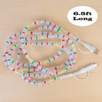 Load image into Gallery viewer, CC44 - 4-in-1 Extra Long Beaded Charging Cable - Clear Multi
