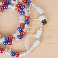 Load image into Gallery viewer, CC45 - 4-in-1 Beaded Charging Cable - Red White &amp; Blue
