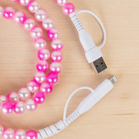 Load image into Gallery viewer, CC47 - 4-in-1 Beaded Charging Cable - Pink Multi
