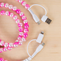 Load image into Gallery viewer, CC47 - 4-in-1 Beaded Charging Cable - Pink Multi
