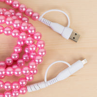 Load image into Gallery viewer, CC49 - 4-in-1 Extra Long Beaded Charging Cable - Pink
