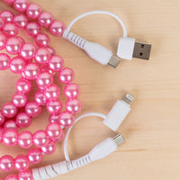 Load image into Gallery viewer, CC49 - 4-in-1 Extra Long Beaded Charging Cable - Pink

