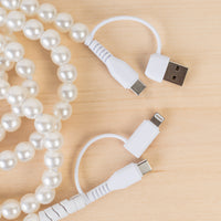 Load image into Gallery viewer, CC50 - 4-in-1 Extra Long Beaded Charging Cable - Pearl
