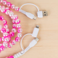 Load image into Gallery viewer, CC51 - 4-in-1 Extra Long Beaded Charging Cable - Pink Multi
