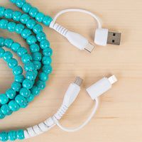 Load image into Gallery viewer, CC52 - 4-in-1 Extra Long Beaded Charging Cable - Turquoise
