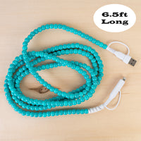 Load image into Gallery viewer, CC52 - 4-in-1 Extra Long Beaded Charging Cable - Turquoise
