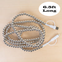 Load image into Gallery viewer, CC55 - 4-in-1 Extra Long Beaded Charging Cable - Silver
