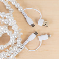 Load image into Gallery viewer, CC57 - 4-in-1 Extra Long Beaded Charging Cable - Pearl
