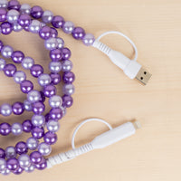 Load image into Gallery viewer, CC61 - 4-in-1 Extra Long Beaded Charging Cable - Purple
