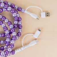 Load image into Gallery viewer, CC61 - 4-in-1 Extra Long Beaded Charging Cable - Purple
