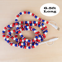 Load image into Gallery viewer, CC62 - 4-in-1 Extra Long Beaded Charging Cable - Red White &amp; Blue
