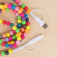 Load image into Gallery viewer, CC63 - 4-in-1 Extra Long Beaded Charging Cable - Polka Dot Multi
