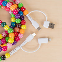 Load image into Gallery viewer, CC63 - 4-in-1 Extra Long Beaded Charging Cable - Polka Dot Multi
