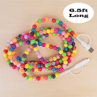 Load image into Gallery viewer, CC63 - 4-in-1 Extra Long Beaded Charging Cable - Polka Dot Multi
