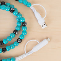 Load image into Gallery viewer, CC65 - 4-in-1 Beaded Charging Cable - Turquoise &amp; Black

