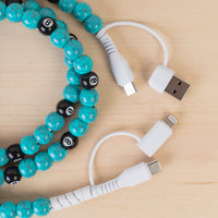 Load image into Gallery viewer, CC65 - 4-in-1 Beaded Charging Cable - Turquoise &amp; Black
