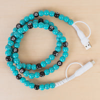 Load image into Gallery viewer, CC65 - 4-in-1 Beaded Charging Cable - Turquoise &amp; Black
