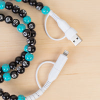 Load image into Gallery viewer, CC66 - 4-in-1 Beaded Charging Cable - Turquoise &amp; 8-Ball

