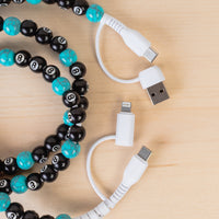 Load image into Gallery viewer, CC66 - 4-in-1 Beaded Charging Cable - Turquoise &amp; 8-Ball
