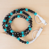 Load image into Gallery viewer, CC66 - 4-in-1 Beaded Charging Cable - Turquoise &amp; 8-Ball
