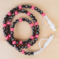 Load image into Gallery viewer, CC67 - 4-in-1 Beaded Charging Cable - Fuchsia &amp; 8-Ball
