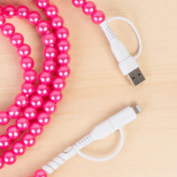 Load image into Gallery viewer, CC70 - 4-in-1 Extra Long Beaded Charging Cable - Fuchsia

