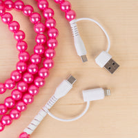 Load image into Gallery viewer, CC70 - 4-in-1 Extra Long Beaded Charging Cable - Fuchsia
