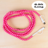 Load image into Gallery viewer, CC70 - 4-in-1 Extra Long Beaded Charging Cable - Fuchsia
