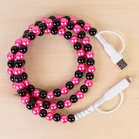 Load image into Gallery viewer, CC72 - 4-in-1 Beaded Charging Cable - Fuchsia &amp; Black
