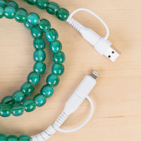 Load image into Gallery viewer, CC75 - 4-in-1 Beaded Charging Cable - Green Opal
